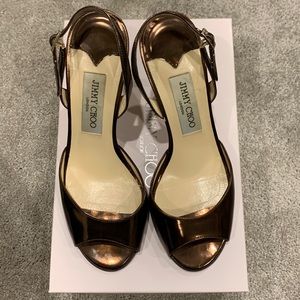 Jimmy Choo Bronze Patent Slingbacks